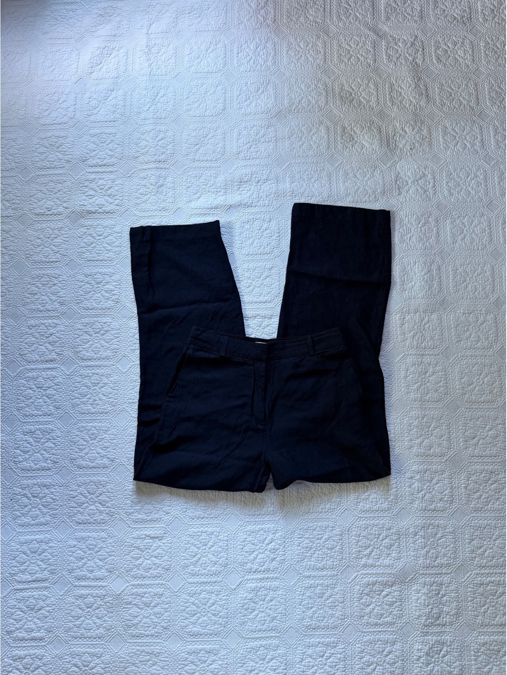 Aritzia Babaton Black Linen Blend Wide Leg Pants Size 4